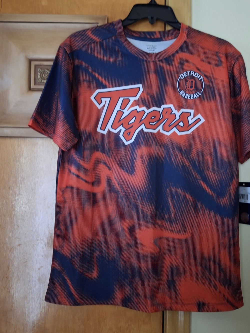 MLB Detroit Tigers Orange and Navy Short Sleeve Tee Kids L 14-16